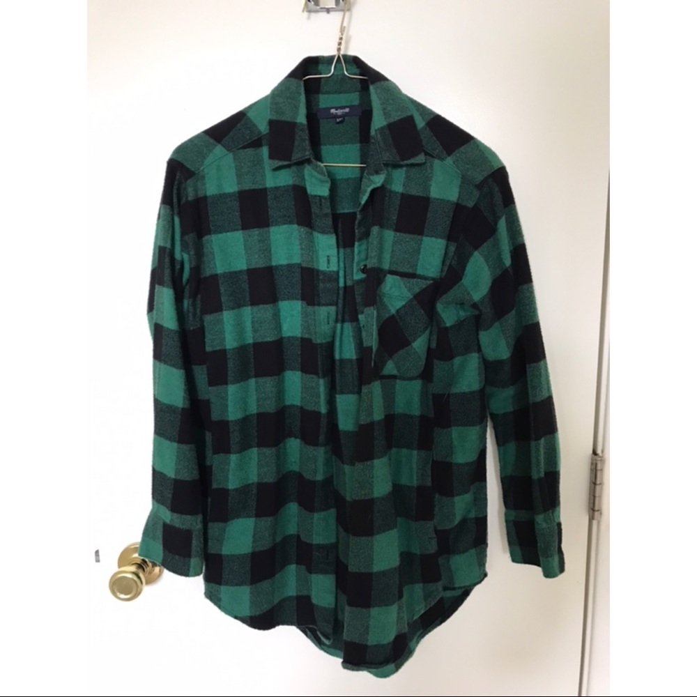 Madewell Green Buffalo Plaid Flannel